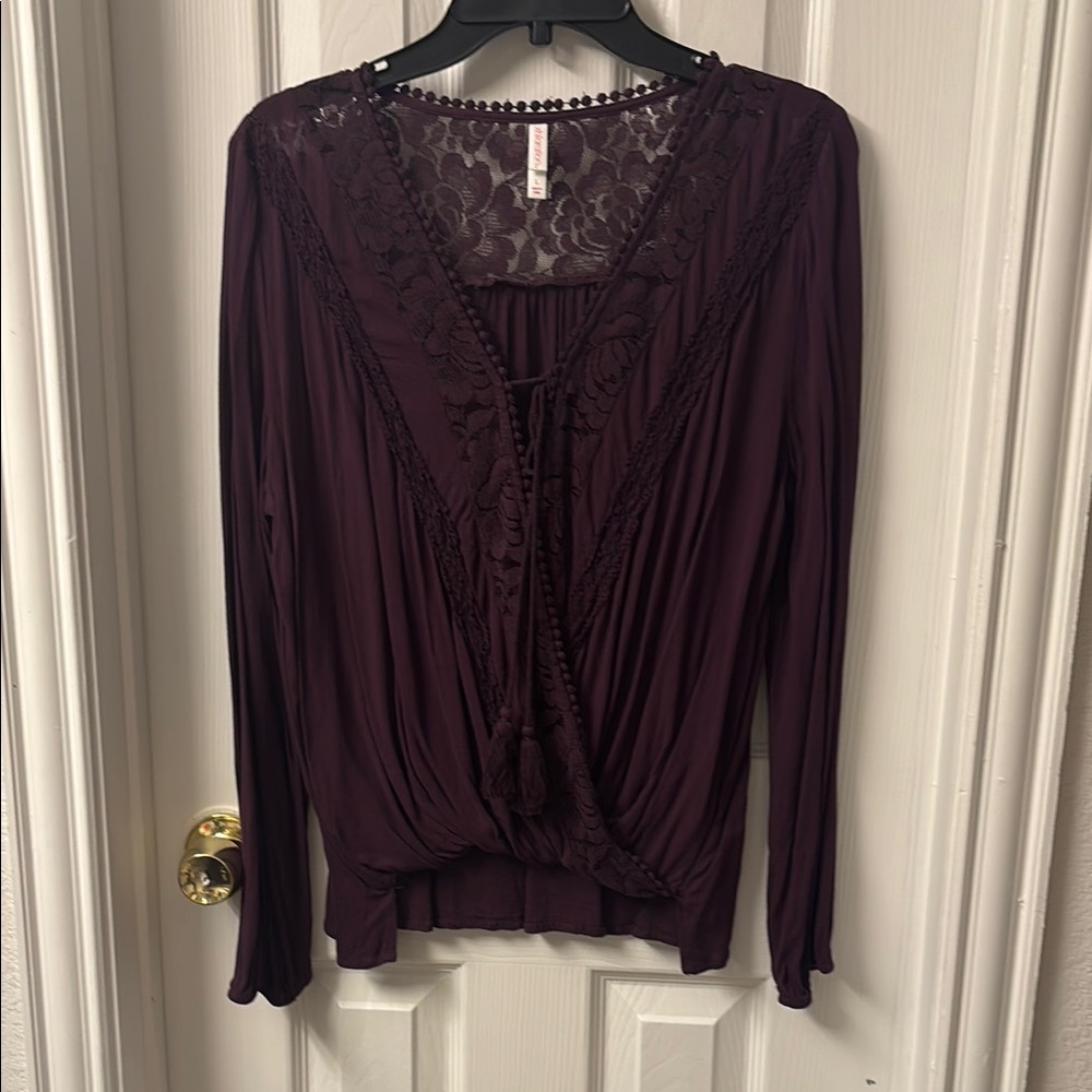Elegant Lace-Trimmed Purple Women's Top